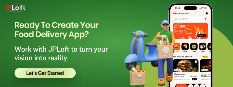 Create a food delivery app CTA